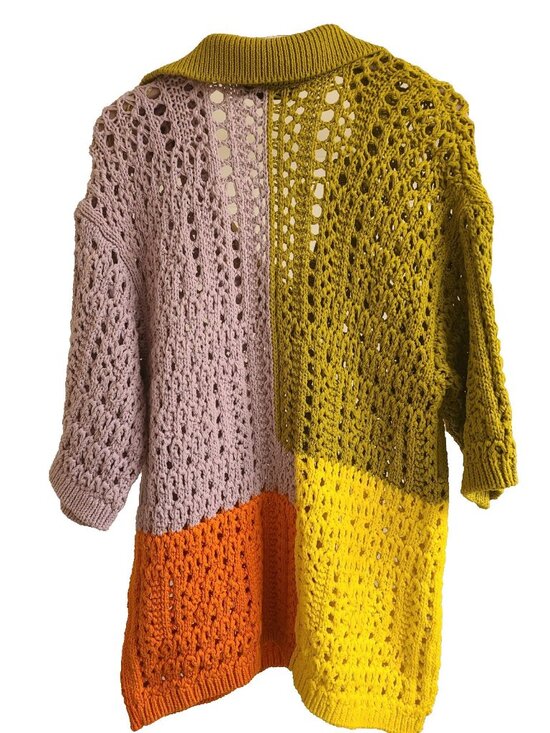 Zara Womens Top Crochet Polo Short Sleeve Sweater Size SM Oversized - Picture 6 of 10